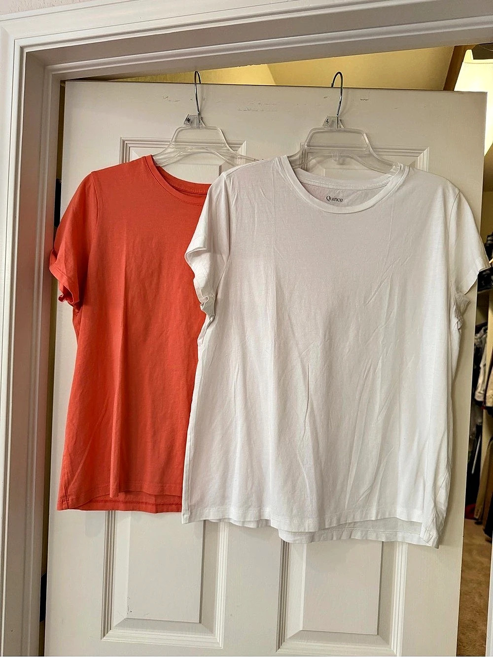 2 t-shirts, Quince white Large, Lands End coral Large